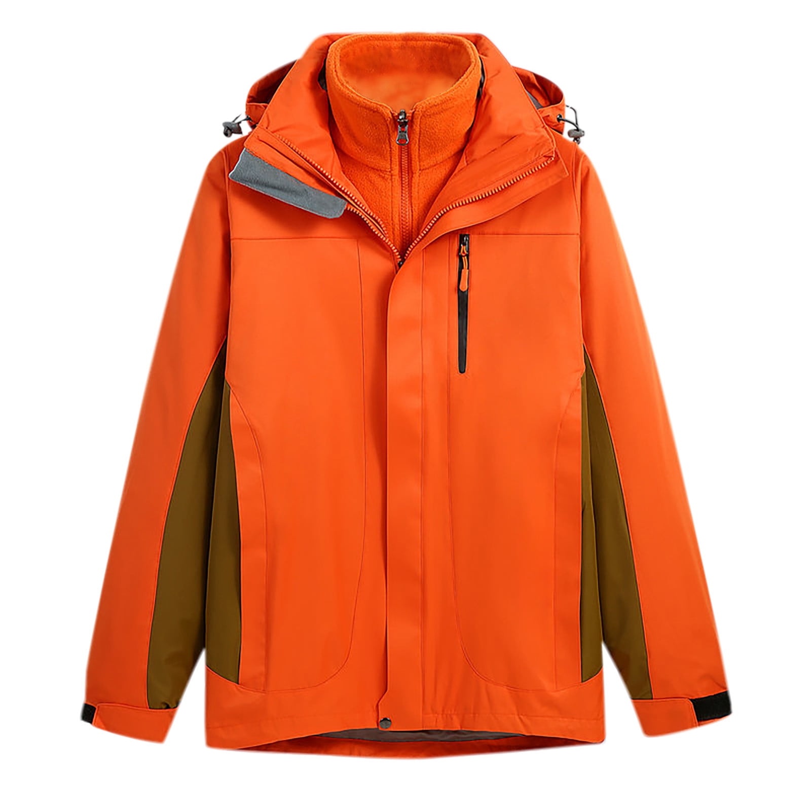 HAPIMO Clearance Men's Windbreaker Jacket Thin Zipper Hooded Windproof  Waterproof Cold Jacket Fall Winter Rushing Jacket with Pocket Orange