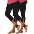 thumbnail image 1 of HAPIMO Skinny Pants Yoga Sports Comfy Capris Pajamas 2Pc Knitted Legging Pants for Women Workout Summer Casual Ribbed Sweatpants High Waist Activewear Trousers Black L, 1 of 9