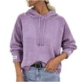 thumbnail image 1 of HAPIMO Sweatshirt for Women Long Sleeve Knit Sweater Solid Color Sweatshirt Hooded Pullover Tops Casual Jumper Teen Girls Fashion Clothes Purple L, 1 of 9