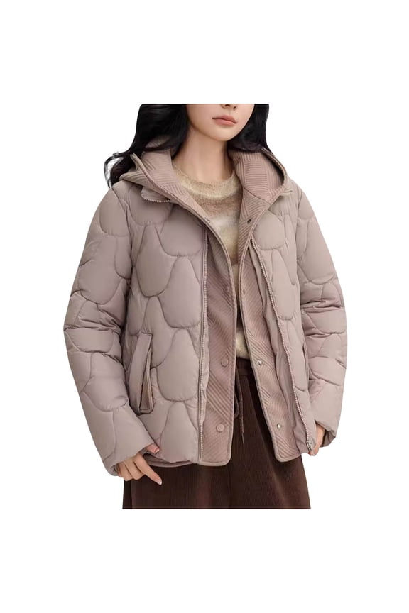 Women Cotton Padded Jacket Winter Thick Hooded Puffer Jackets Casual Streetwear Short Parkas Outwear Coats Yellow M