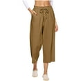 thumbnail image 1 of HAPIMO Clearance Women's Solid Color Yoga Capris Stretch Athletic Drawstring Summer Workout Pants Slimming Tummy Control Running Yoga Leggings for Women Brown M, 1 of 5