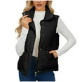 thumbnail image 1 of HAPIMO Womens Puffer Vest Sleeveless Zip Up Quilted Coat Stand Collar Gilet Jacket with Pockets Black M, 1 of 9