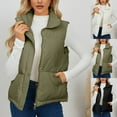 thumbnail image 1 of HAPIMO Womens Puffer Vest Sleeveless Zip Up Quilted Coat Stand Collar Gilet Jacket with Pockets Green L, 1 of 9