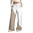thumbnail image 1 of HAPIMO Color Block Patchwork Palazzo Pants Loose Pants for Women Workout Wide Leg Pants Drawstring High Waist Trousers Casual Sweatpants Fashion Yellow XXXL, 1 of 4