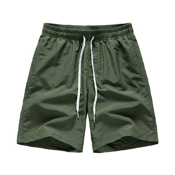 HAPIMO Comfy Shorts for Beach Vacation Men's Shorts Lightweight Relaxed Fit Elastic Waist Drawstring Casual Outings Sports Shorts Solid Color Breathable Shorts Army Green 3X-Large
