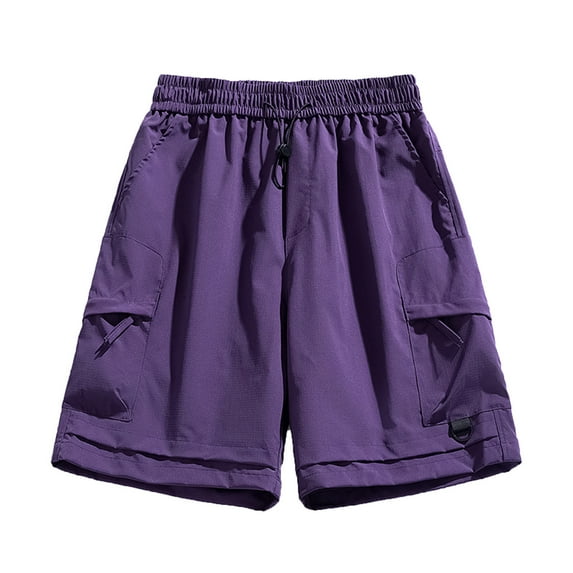 HAPIMO Comfy Shorts for Beach Vacation Men's Shorts Lightweight Relaxed Fit Elastic Waist Drawstring Solid Color Casual Outings Sports Shorts Breathable Shorts Purple Large