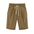 thumbnail image 1 of HAPIMO Cotton Linen Half Shorts Pants for Women Summer High Elastic Waist Relaxed Solid Trousers Drawstring Casual Comfy Fashion Coffee XXXXL, 1 of 6