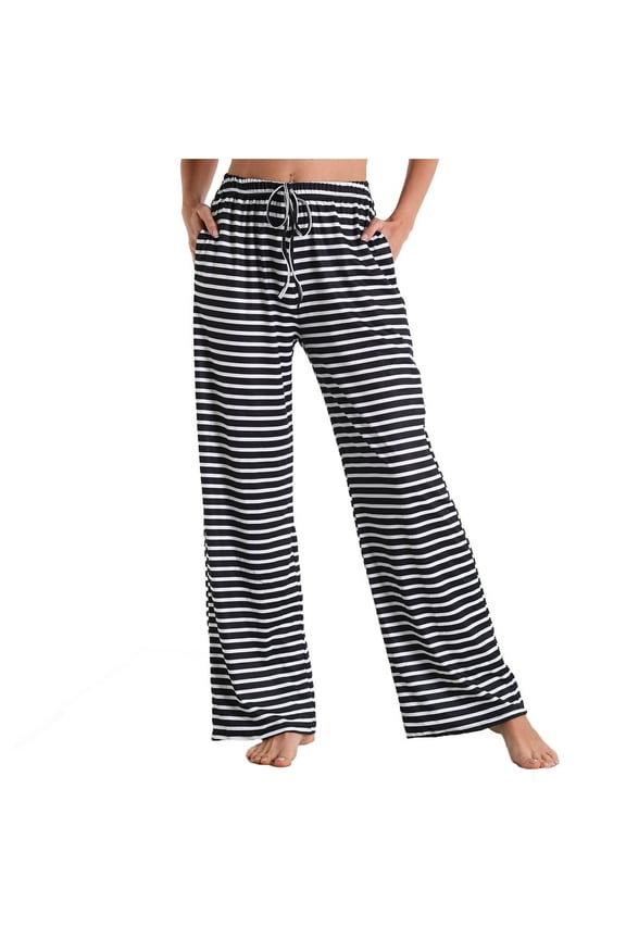 Cotton Linen Straight Pants with Pocket for Women Elastic Waist Drawstring Trousers Leisure Relaxed Trendy Clothes Retro Solid Color Black XL