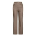 thumbnail image 1 of HAPIMO Cotton Linen Straight Pants with Pocket for Women Summer High Waist Fashion Solid Relaxed Trousers Casual Button Workout Khaki L, 1 of 5