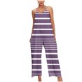 thumbnail image 1 of HAPIMO Cotton Linen Stripe Jumpsuit Overalls for Women Summer Fashion Relaxed Solid Baggy Pocket Sleeveless Trousers Casual Comfy Purple L, 1 of 4