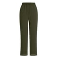 thumbnail image 1 of HAPIMO Cotton Pants for Women 2026 Summer Elastic High Waisted Wide Leg Trousers Lightweight Breathable Beach Vacation Clothes Solid Loose Drawstring Pants Green S, 1 of 7