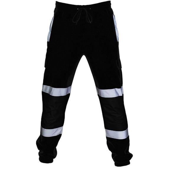 HAPIMO Men Hip Hop Reflective Sports Pants Straight Striped Workout Training Jogger Pants Running Sweatpants with Pockets Black XL