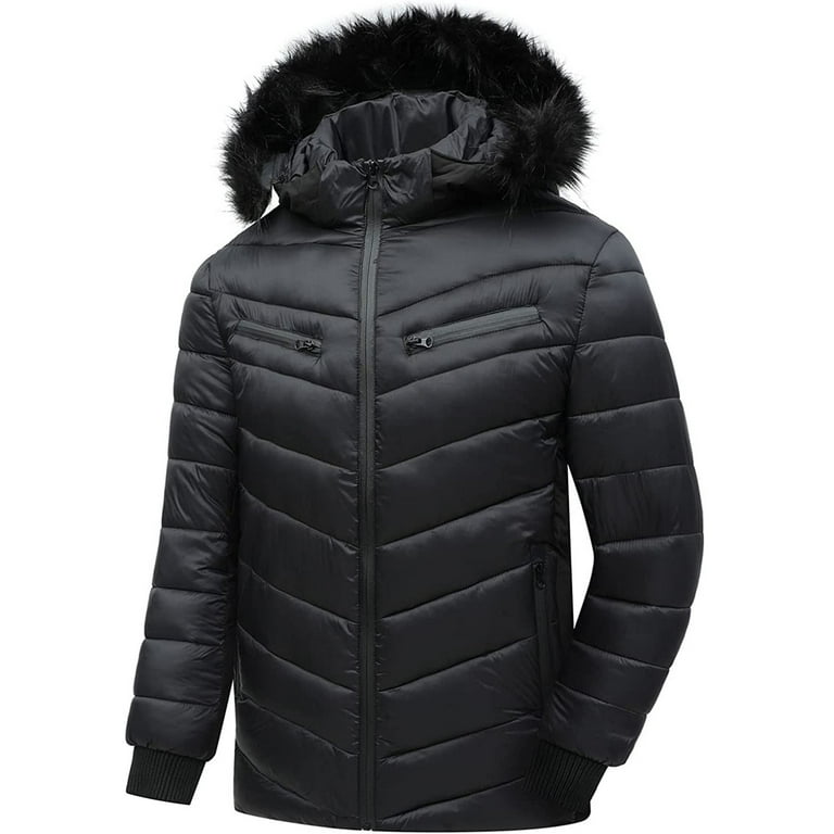 HAPIMO Rollbacks Men's Fashion Puffer Jacket Solid Color Zipper