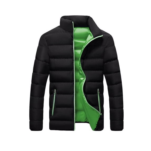 HAPIMO Men's Winter Puffer Jacker Casual Stand Collar Hoodless Straight Hem Zipper Double Pocket Cotton Padded Jacket Down Jacket Green XXXXL