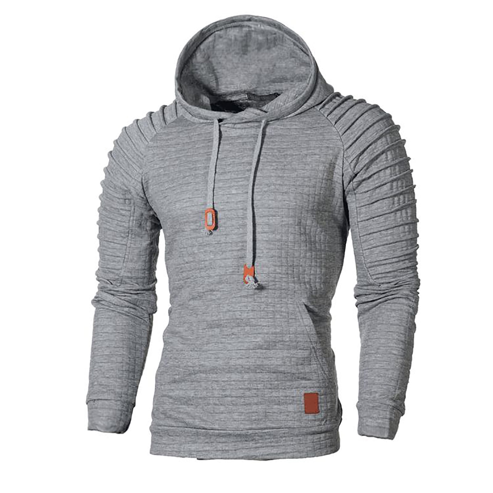 HAPIMO Discount Mens Hoodie Sweatshirt Solid Color Long Sleeve Pocket Drawstring Pullover Tops Relaxed Fit Sweatshirt for Men Teen Boys Clothes Gray S