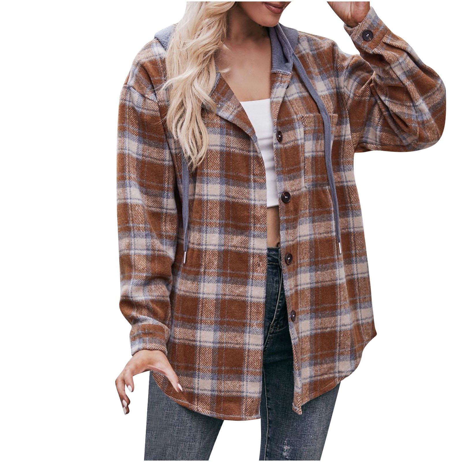 HAPIMO Discount Plaid Coats for Women Girls Fall Fashion Tops Womens