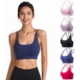 thumbnail image 1 of HAPIMO Discount Sports Bras for Women Cozy Stretch Quick Dry Shockproof Workout Activewear Bra Athletic Yoga Vest with String Elastic Running Padded Bralette Pink S, 1 of 9