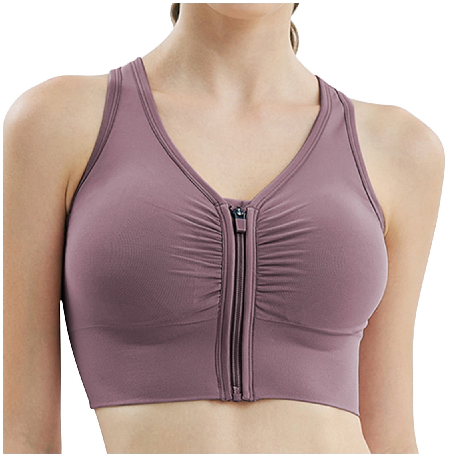 HAPIMO Discount Sports Bras for Women Front Zip Shockproof Without