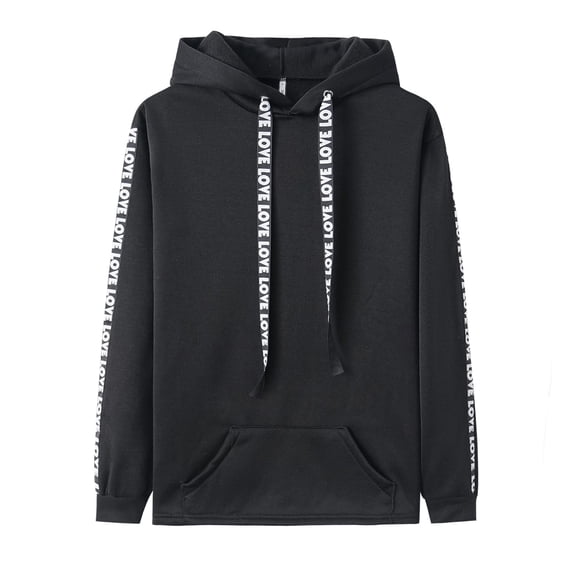 HAPIMO Sweatshirt for Women Pocket Drawstring Pullover Tops Solid Color Long Sleeve Relaxed Fit Womens Hoodie Sweatshirt Teen Girls Clothes Black XXXL
