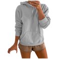 thumbnail image 1 of HAPIMO Sweatshirt for Women Pocket Drawstring Pullover Tops Solid Color Long Sleeve Relaxed Fit Womens Hoodie Sweatshirt Teen Girls Clothes Gray M, 1 of 3
