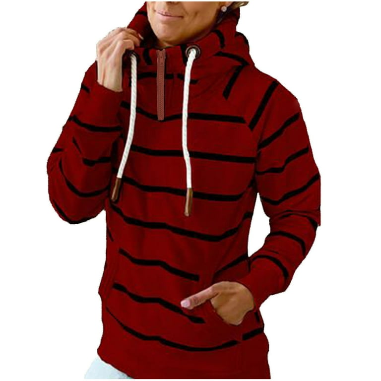 Red and black striped hoodie discount