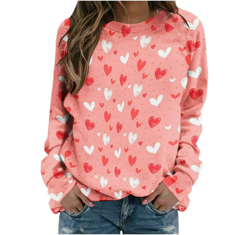 HAPIMO Discount Valentine's Day Shirts for Women Crewneck Pullover