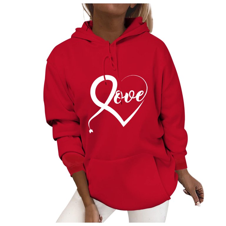 HAPIMO Discount Valentine's Day Sweatshirts for Women Womens Pocket  Drawstring Classic Valentine Graphic Print Tops Cozy Hoodie Long Sleeve  Pullover Couples Fashion Sweatshirt Red XXL 