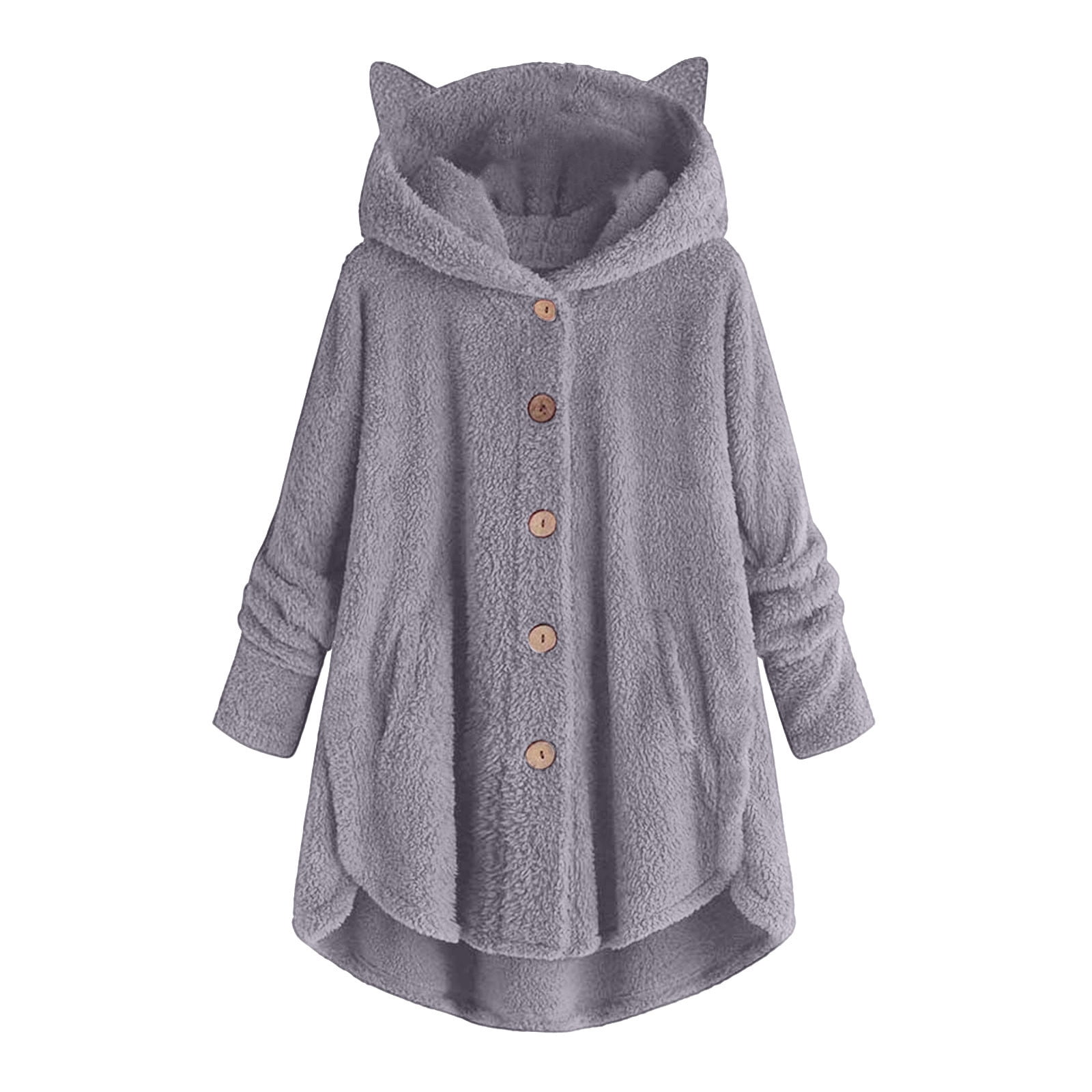 HAPIMO Discount Winter Coats for Women Solid Plush Thick Cute Ear