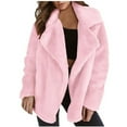 thumbnail image 1 of HAPIMO Winter Coats for Women Solid Plush Thick Fuzzy Fleece Jacket Girls Fall Fashion Tops Womens Open Front Lapel Outwear Casual Comfy Long Sleeve Pink XXXL, 1 of 7