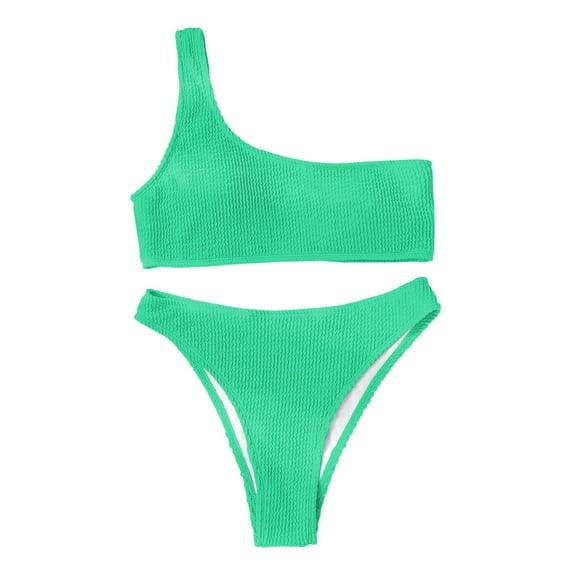 HAPIMO Discount Women's 2 Peices Bathing Suit Cozy Wireless Bikini Bandeau Swimming Trunks Thong Split Bikini Swimsuit Green M