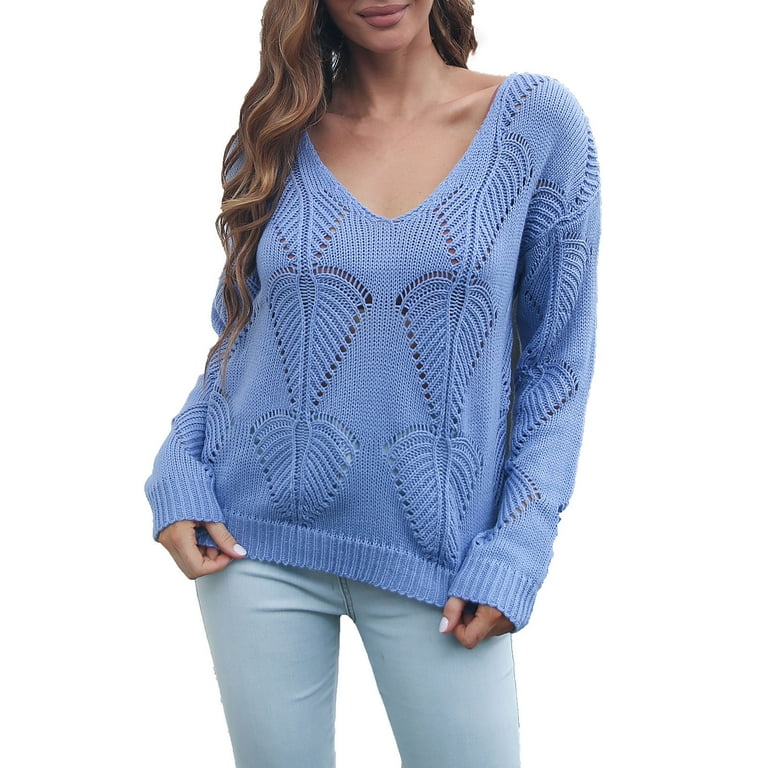 Fashion Loose V- neck Knitting Sweaters Fashion Loose V- neck Knitting Sweaters
