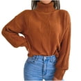 thumbnail image 1 of HAPIMO Women's Long Sleeve Sweater Casual Turtleneck Chunky Knit Loose Fit Oversized Pullover Winter Solid Jumper Tops Teen Girls Clothes Brown M, 1 of 7