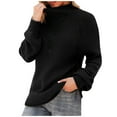 thumbnail image 1 of HAPIMO Women's Round Neck Knitted Sweater Button Long Sleeve Solid Color Elegant Casual Pullover Jumper Tops Teen Grils Fashion Clothes Black XL, 1 of 6
