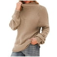 thumbnail image 1 of HAPIMO Women's Round Neck Knitted Sweater Button Long Sleeve Solid Color Elegant Casual Pullover Jumper Tops Teen Grils Fashion Clothes Khaki XXL, 1 of 6
