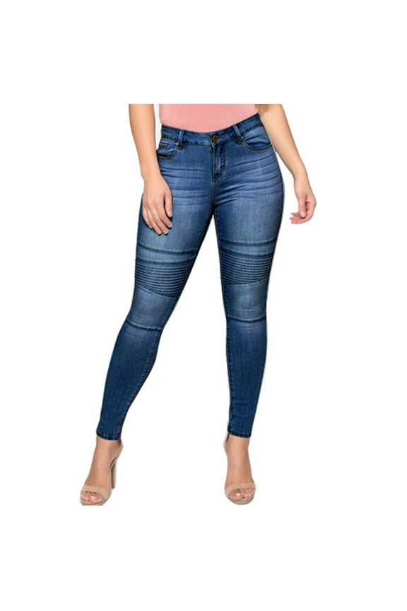 Women's Skinny Jean Denim High Waist Embroidery Crop Jean Denim Junior Slim Stretch Ripped Tapered Jean Denim Butt Lift Pants Dark Blue M