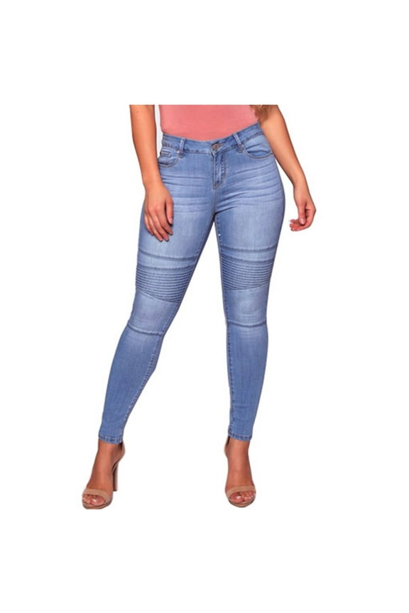 Women's Skinny Jean Denim High Waist Embroidery Crop Jean Denim Junior Slim Stretch Ripped Tapered Jean Denim Butt Lift Pants Light Blue S