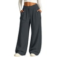 thumbnail image 1 of HAPIMO Drawstring Small Pocket Wide Leg Lounge Cargo Pants Women High Waist Casual Pants for Streetwear Dark Gray S, 1 of 8