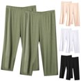 thumbnail image 1 of HAPIMO Elastic Waist Activewear Trousers 2Pc Loose Plus Size Pants for Women Solid Color Pants Lightweight Casual Slacks Sweatpants Comfy Capris Pajamas Workout Beige L, 1 of 3