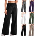 thumbnail image 1 of HAPIMO Elastic Waist Activewear Trousers Loose Pants Pockets for Women Full Length Pants Casual Slacks Sweatpants Fashion Solid Color Pants Workout Green L, 1 of 7