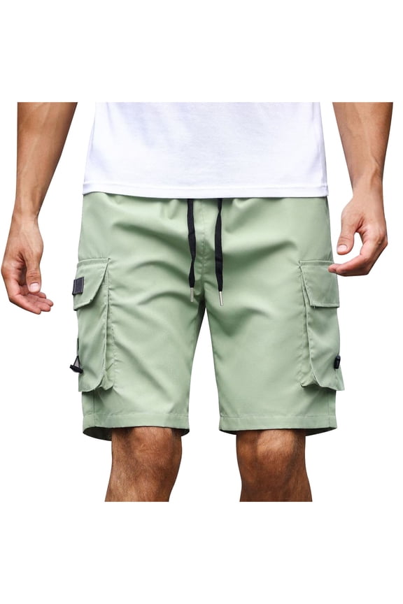 Elastic Waist Drawstring Men's Shorts Breathable Solid Color Casual Outings Sports Shorts Lightweight Relaxed Fit Comfy Shorts for Beach Vacation Shorts Green Large