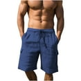 thumbnail image 1 of HAPIMO Elastic Waist Drawstring Men's Shorts Breathable Solid Color Comfy Shorts for Beach Vacation Lightweight Relaxed Fit Casual Outings Sports Shorts Navy XX-Large, 1 of 3