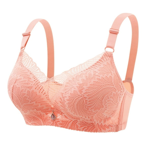 HAPIMO Everyday Bras for Women Bralette Ultra Light Lingerie Stretch Underwear Solid Lace Plus Size Camisole Gathered Wire Free Comfort Daily Brassiere Red XL