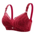 thumbnail image 1 of HAPIMO Everyday Bras for Women Bralette Ultra Light Lingerie Stretch Underwear Solid Lace Plus Size Camisole Gathered Wire Free Comfort Daily Brassiere Red XL, 1 of 2