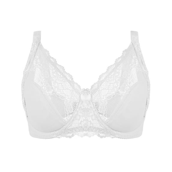 HAPIMO Everyday Bras for Women Bralette Ultra Light Lingerie Stretch Underwear Solid Lace Plus Size Camisole Gathered Wire Free Comfort Daily Brassiere Sales White XXXXL