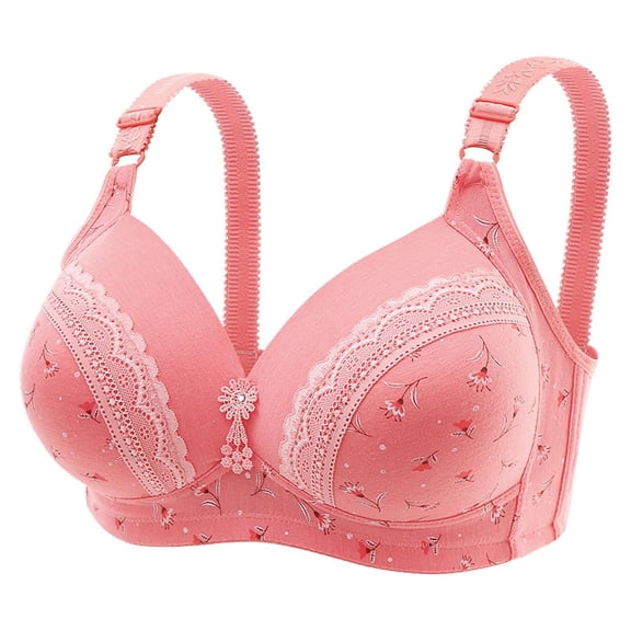 HAPIMO Everyday Bras for Women Comfort Daily Brassiere Gathered Wire Free Lace Seamless Comfortable Camisole Soft Ultra Light Lingerie Stretch Underwear Pink L