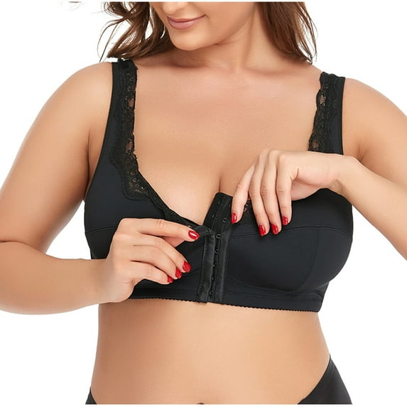 HAPIMO Everyday Bras for Women Gathered Rimless Ultra Soft Front Buckle Lingerie Seamless Large Size Lace Camisole Stretch Underwear Comfort Daily Brassiere Discount Black XXXXXL