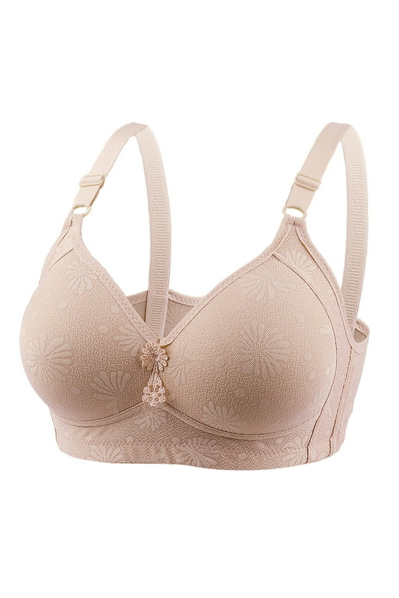 Everyday Bras for Women Soft Comfortable Breathable Lingerie Stretch Underwear Seamless Push Up Camisole Gathered Wire Free Comfort Daily Brassiere Sales Beige XL