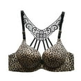 thumbnail image 1 of HAPIMO Everyday Bras for Women Stretch Underwear Beautiful Back Lace Lingerie Seamless Leopard Print Camisole Gathered Wire Free Comfort Daily Brassiere Savings Khaki XL, 1 of 4