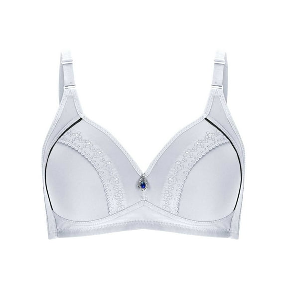 HAPIMO Everyday Bras for Women Stretch Underwear Comfort Daily Brassiere Gathered Wire Free Comfortable Push Up Camisole Plus Size Ruched Lingerie Blue 48