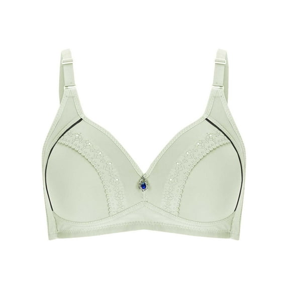 HAPIMO Everyday Bras for Women Stretch Underwear Comfort Daily Brassiere Gathered Wire Free Comfortable Push Up Camisole Plus Size Ruched Lingerie Discount Green 44